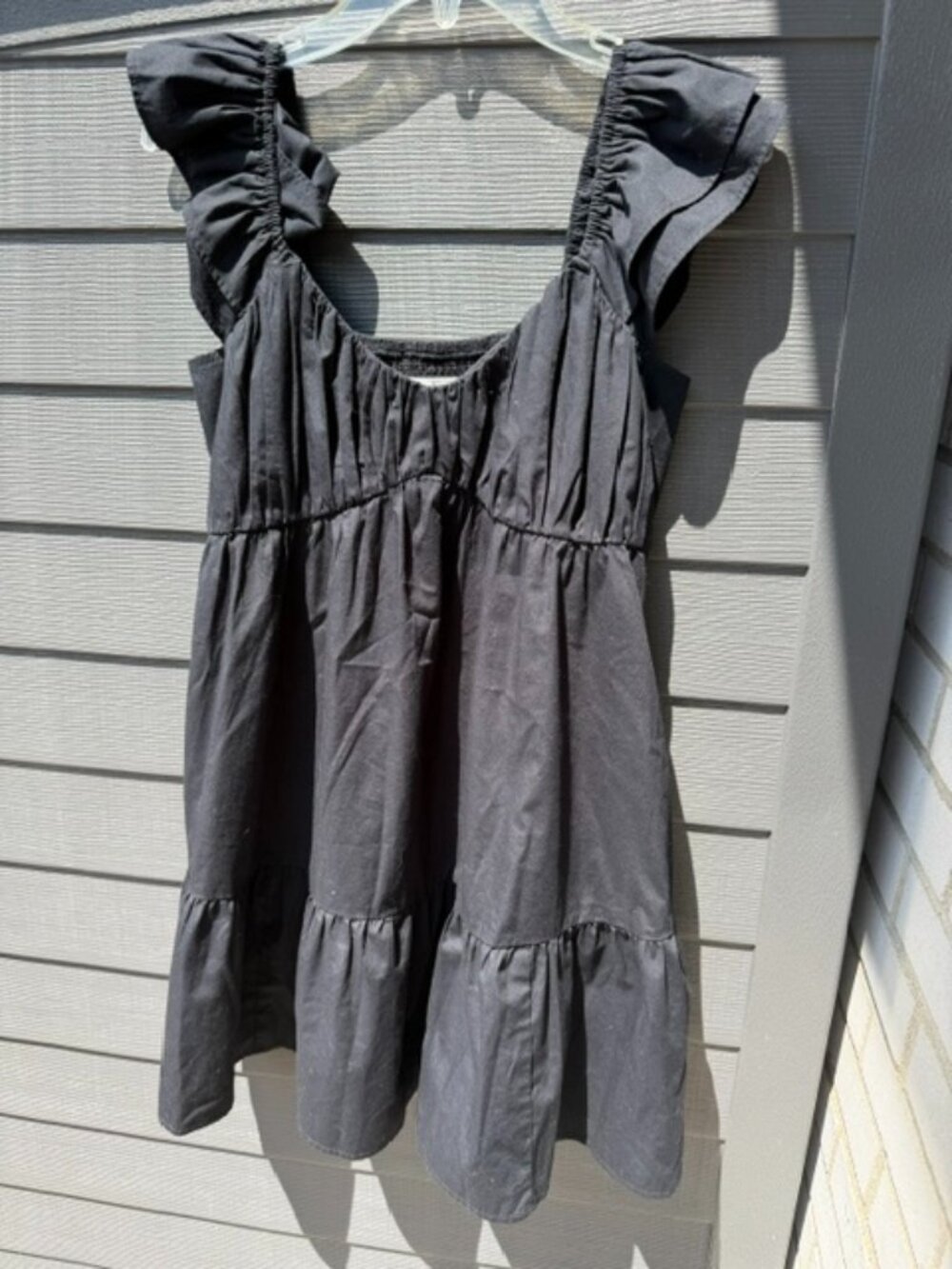 Abercrombie & Fitch Puff Strap Babydoll Dress Black Size Medium Tall